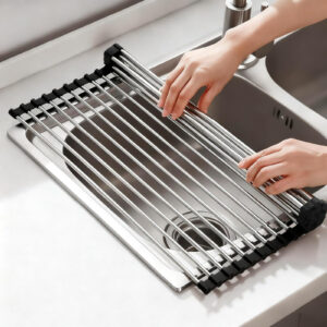 Escurreplatos Negro Acero Inox. 43x35 cm Fregadero/Encimera