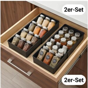 Pack 2 Cajones Especias Plástico Negro para Armarios Cocina