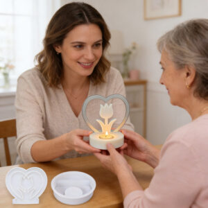 Set 2 Moldes Silicona Corazón Tulipán para Velas y Regalos DIY